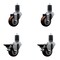 Service Caster 3'' Maroon Poly Wheel Swivel 1-5/8'' Expanding Stem Caster Set 2 Brakes, 4PK SCC-EX20S314-PPUB-MRN-2-PLB-2-158 - alternate 1